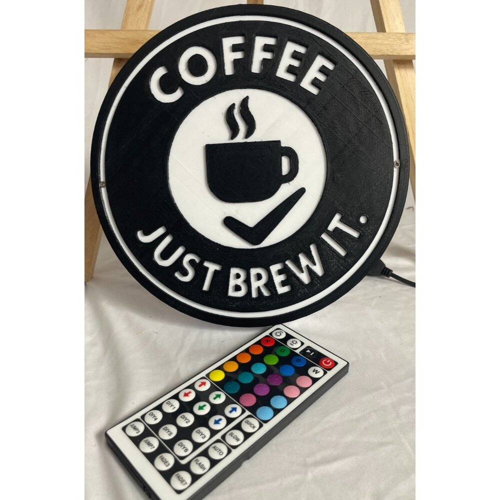 COFFEE JUST BREW IT 3D Printed wall Lamp with remote coffee lover edition